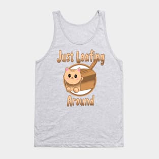 Cute Kawaii Cat Loaf of Bread Just Loafing Around Funny Food Tank Top